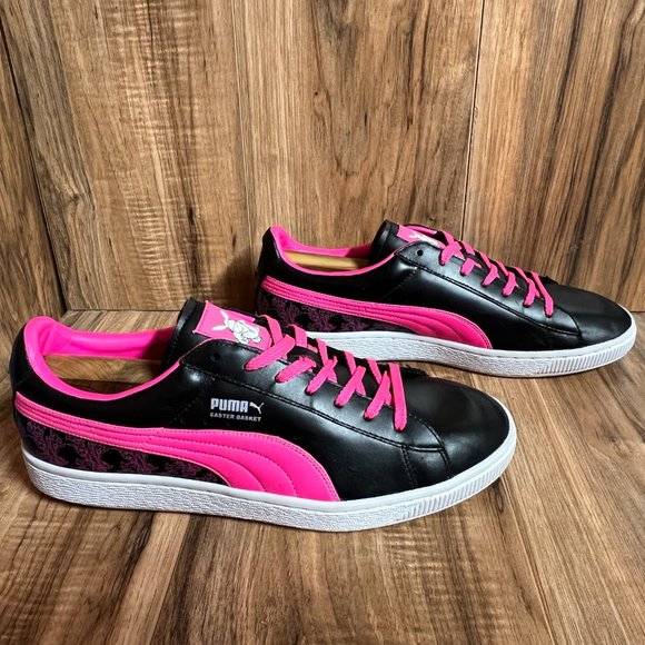 Puma Easter Basket Mens Skateboard Shoes Black Pink Rare Leather 345568 Size 12 - Picture 2 of 8